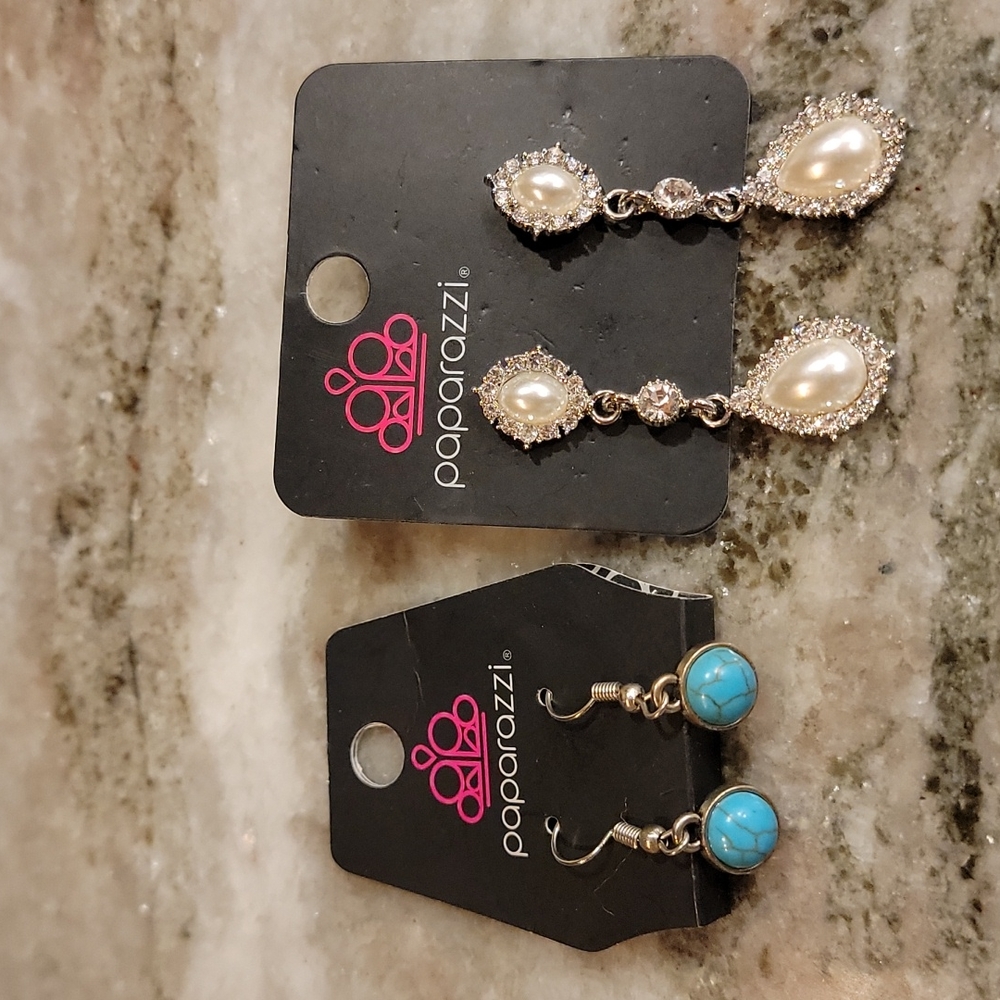 Paparazzi Tourquise and Pearl Earrings (Set of 2)
